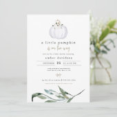 TERA Herfst Greenery White Pumpkin Baby shower Kaart (Staand voorkant)