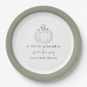 TERA Herfst Greenery White Pumpkin Baby shower Papieren Bordje (Voorkant)