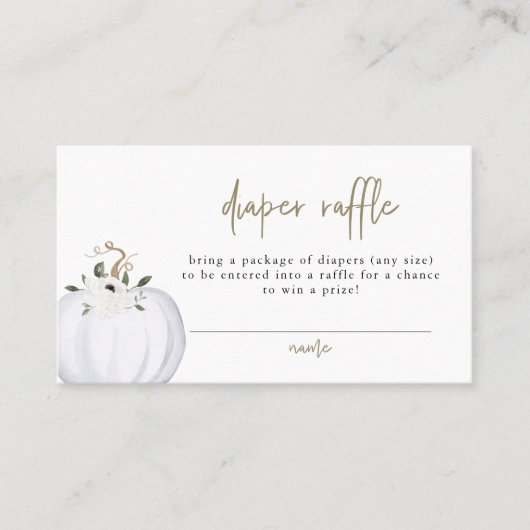 TERA Herfst White Pumpkin Baby Diaper Raffle Ticke Plaatskaartje (Voorkant)