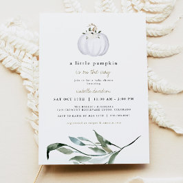 Tera - Witte pompoen groen Herfst Baby shower Kaart