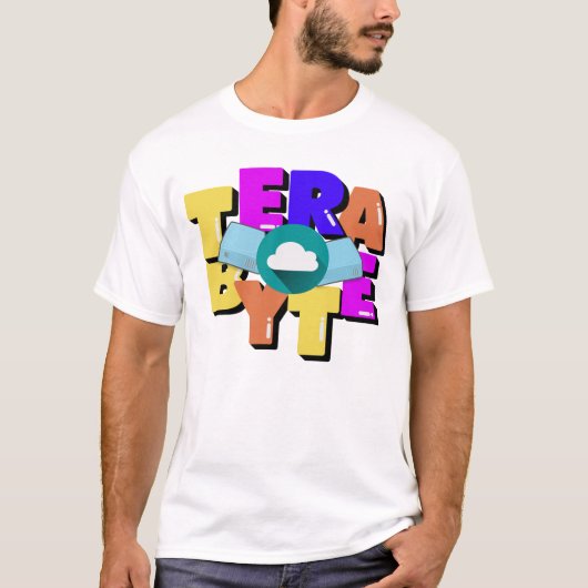 Terabyte Digitale Gegevensopslaggrootte T-shirt (Voorkant)