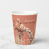 Teracotta Boho Giraffe Baby shower Cups Papieren Bekers (Achterkant)