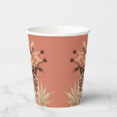 Teracotta Boho Giraffe Baby shower Cups Papieren Bekers (Links)