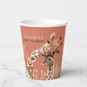 Teracotta Boho Giraffe Baby shower Cups Papieren Bekers (Voorkant)