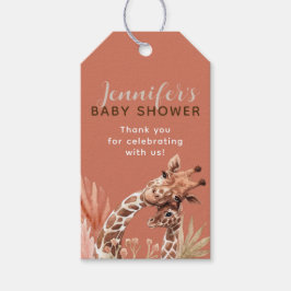 Teracotta Boho Giraffe Baby shower Favor Tags Cadeaulabel