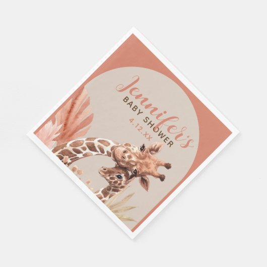 Teracotta Boho Giraffe Baby shower Papier Napkins Servet (Hoek)