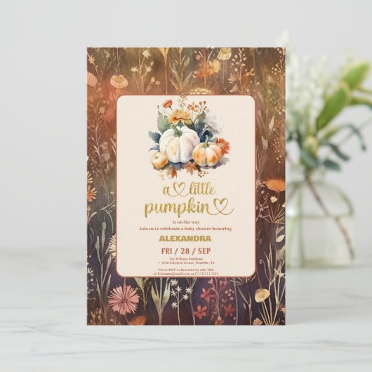 Teracotta Kleine pompoen herfst baby shower Kaart (Staand voorkant)