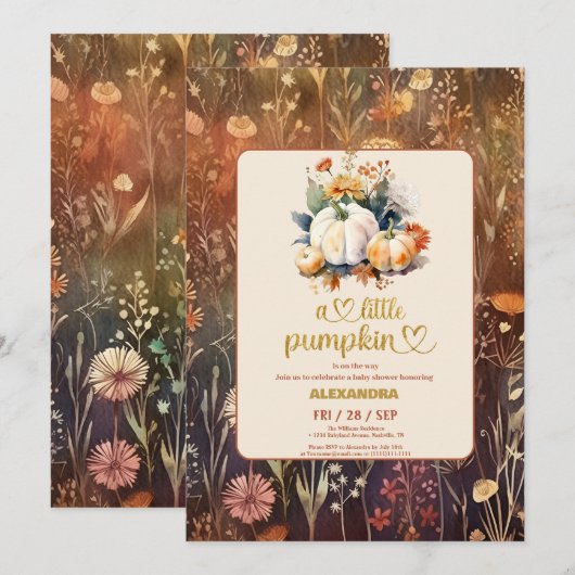 Teracotta Kleine pompoen herfst baby shower Kaart (Voorkant / Achterkant)