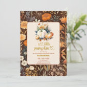 Teracotta Kleine pompoen herfst baby shower Kaart (Staand voorkant)