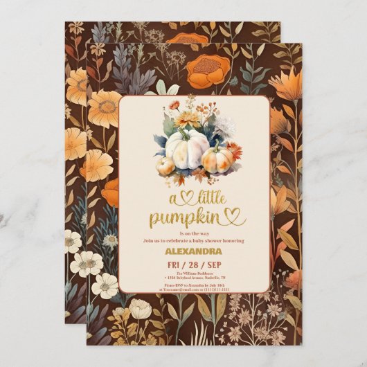 Teracotta Kleine pompoen herfst baby shower Kaart (Voorkant / Achterkant)