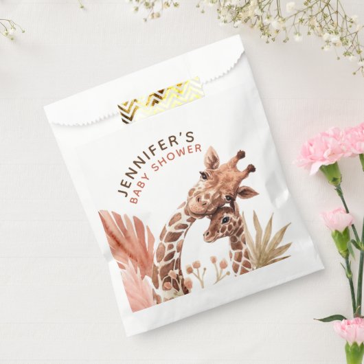 Teracotta Tan Boho Giraffe Baby shower Bedankzakje (Gezegeld)
