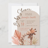 Teracotta Tan Boho Giraffe Babyshower Uitnodiging (Voorkant)