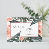 teracotta tropisch bladbladerdek trouwdetail RSVP kaartje (Staand voorkant)