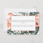 teracotta tropisch bladbladerdek trouwdetail RSVP kaartje (Achterkant)