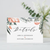 teracotta tropisch bladbladerdek trouwdetail RSVP kaartje (Staand voorkant)