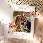 Terca cotta bloemen Pampas gras Save The Date kaar