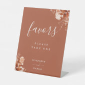 Terca cotta rustieke bloem herfst tafelgunsten reclamebord met voetstuk (Voorkant)