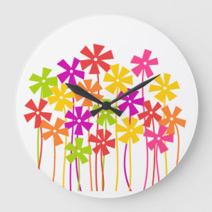 Tere bloemen tekening in zacht roze, geel en oranj grote klok