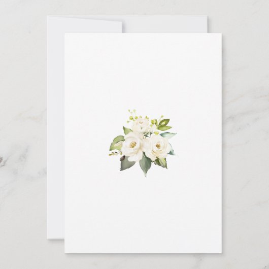 Tere Delicate Witte Bloemen Gouden Lijst Bruiloft Kaart (Achterkant)