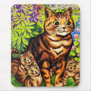 Tere kat en katjes tekening door Louis Wain Muismat