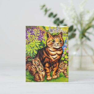 Tere kat en kittens tekening door Louis Wain Briefkaart
