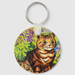 Tere kat en kittens tekening door Louis Wain Sleutelhanger