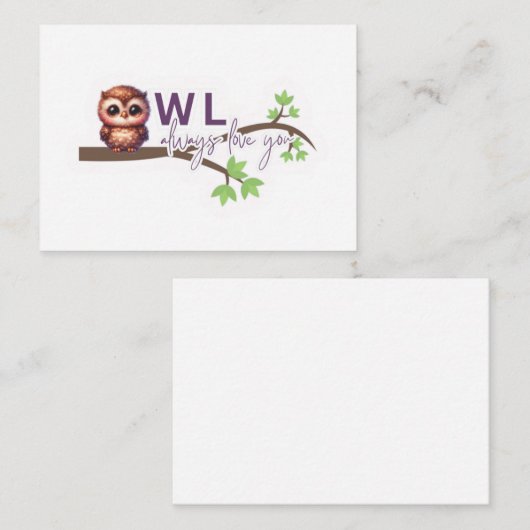 Tere lieve uil ontwerp notitiekaartje (Voorkant / Achterkant)