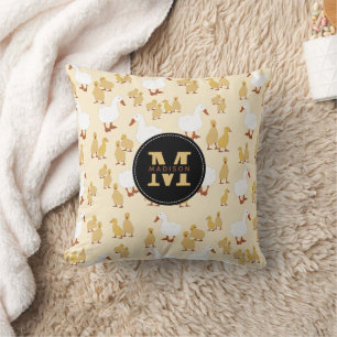 Tere Moeder Eend & Baby Eendje Patroon Monogram Kussen