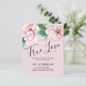 Tere Roze Bloemen Groene Bladeren Trouwbudget (Staand voorkant)