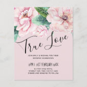 Tere Roze Bloemen Groene Bladeren Trouwbudget (Voorkant)