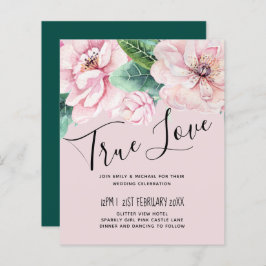 Tere Roze Bloemen Groene Bladeren Trouwbudget