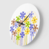 Terechte blauwe gele bruine simpele bloemen tekeni grote klok (Hoek)