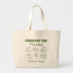 Terechtgekomen Op de Markt Whimsical Groen Bruilof Grote Tote Bag
