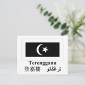 Terengganu vlag met naam briefkaart (Staand voorkant)