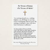 Teresa van Avila Teresa van Jezus Heilige Kaart (Achterkant)