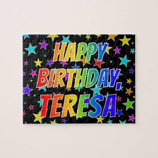 "TERESA" Voornaam, geun "HAPPY BIRTHDAY" Legpuzzel (Horizontaal)