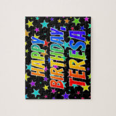 "TERESA" Voornaam, geun "HAPPY BIRTHDAY" Legpuzzel (Verticaal)
