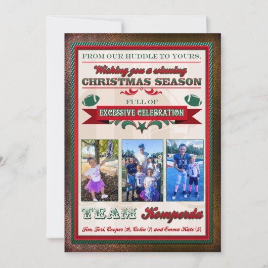 Teri K aangepaste voetbaluitnodiging Kerstmis Kaart (Voorkant)