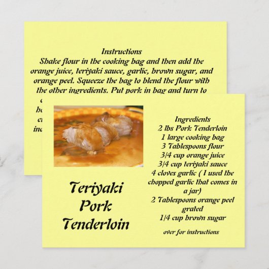 Teriyaki Pork Tenderloin Briefkaart (Voorkant / Achterkant)