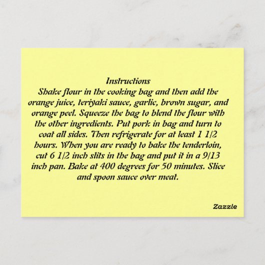 Teriyaki Pork Tenderloin Briefkaart (Achterkant)