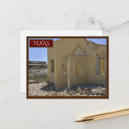 Terlingua Texas Yellow Building Big Bend Briefkaart (Voorkant / Achterkant in situ)