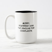 Termijn voor de indiening van klachten tweekleurige koffiemok (Links)