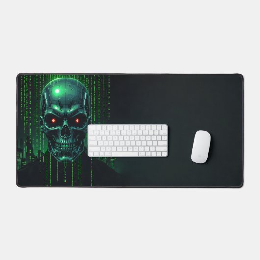 Terminator Matrix Desk Mat - Cyberpunk Pixel Art (Keyboard & Muis)