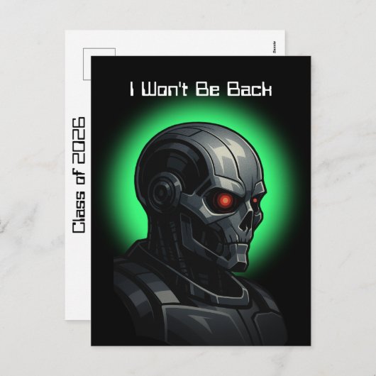 Terminator Skull Graduation Class of 2026 Graphic Feestdagenkaart (Voorkant / Achterkant)