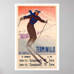 Terminillo Italië Berg Sneeuw Winter Skiloper Poster