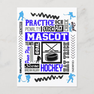 Terminologie van ijshockey voor mannen in het blau briefkaart