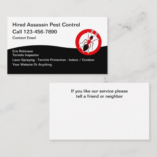 Termite Pest Control Business Cards New Visitekaartje (Voorkant / Achterkant)