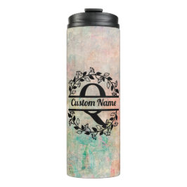 Termo Q Floral Monogram Letter Thermosbeker