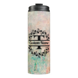 Termo T Floral Monogram Letter Thermosbeker