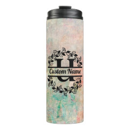 Termo U Floral Monogram Letter Thermosbeker